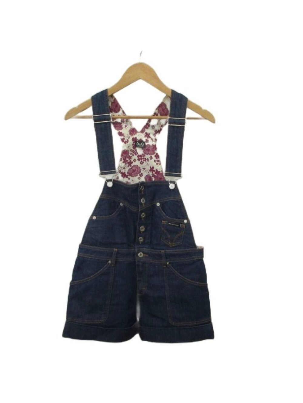 Dolce & Gabbana Denim Jumpsuit Shorts 24 Indigo Short Length Floral Pattern